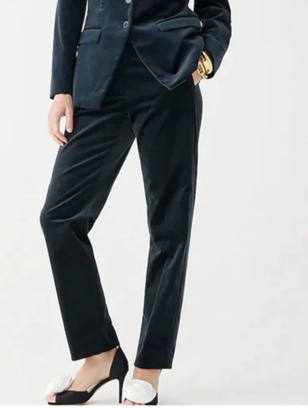 Velvet black J Crew Kate trousers. Classic straight leg style. Size 12 tall.